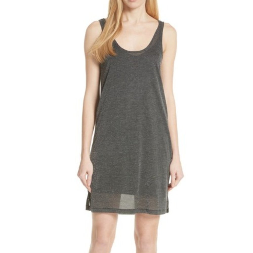 Rag & Bone Dawson Black lurex coctail  mini dress sleeveless gray black SMALL